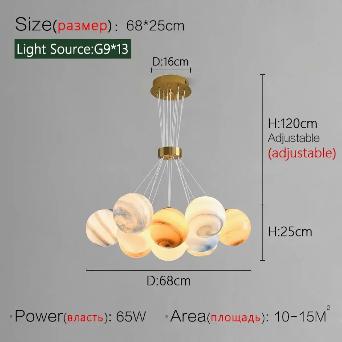 Suspension LED contemporaine, modèles A ou B, trois tailles