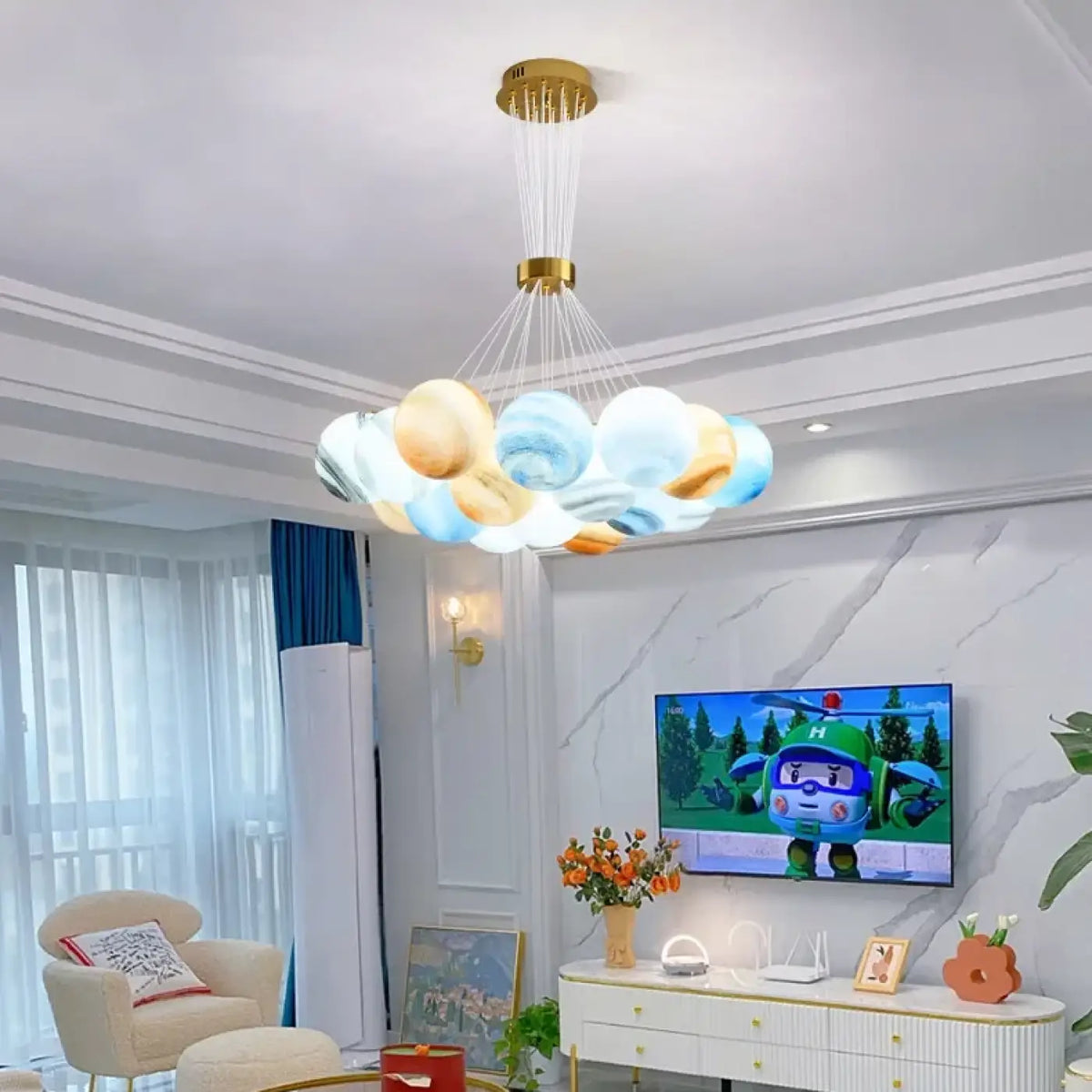 Suspension LED contemporaine, modèles A ou B, trois tailles
