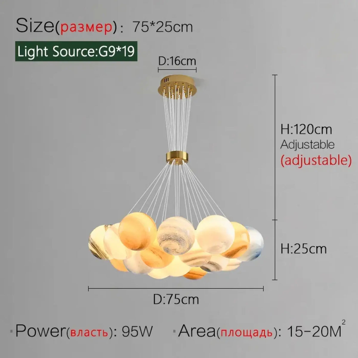 Suspension LED contemporaine, modèles A ou B, trois tailles
