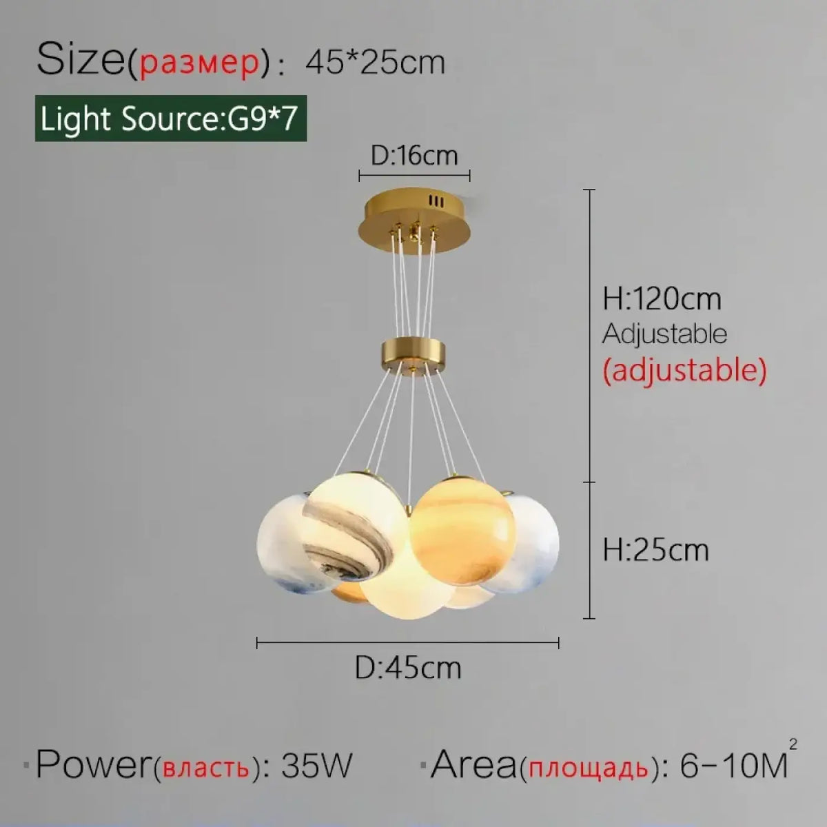 Suspension LED contemporaine, modèles A ou B, trois tailles
