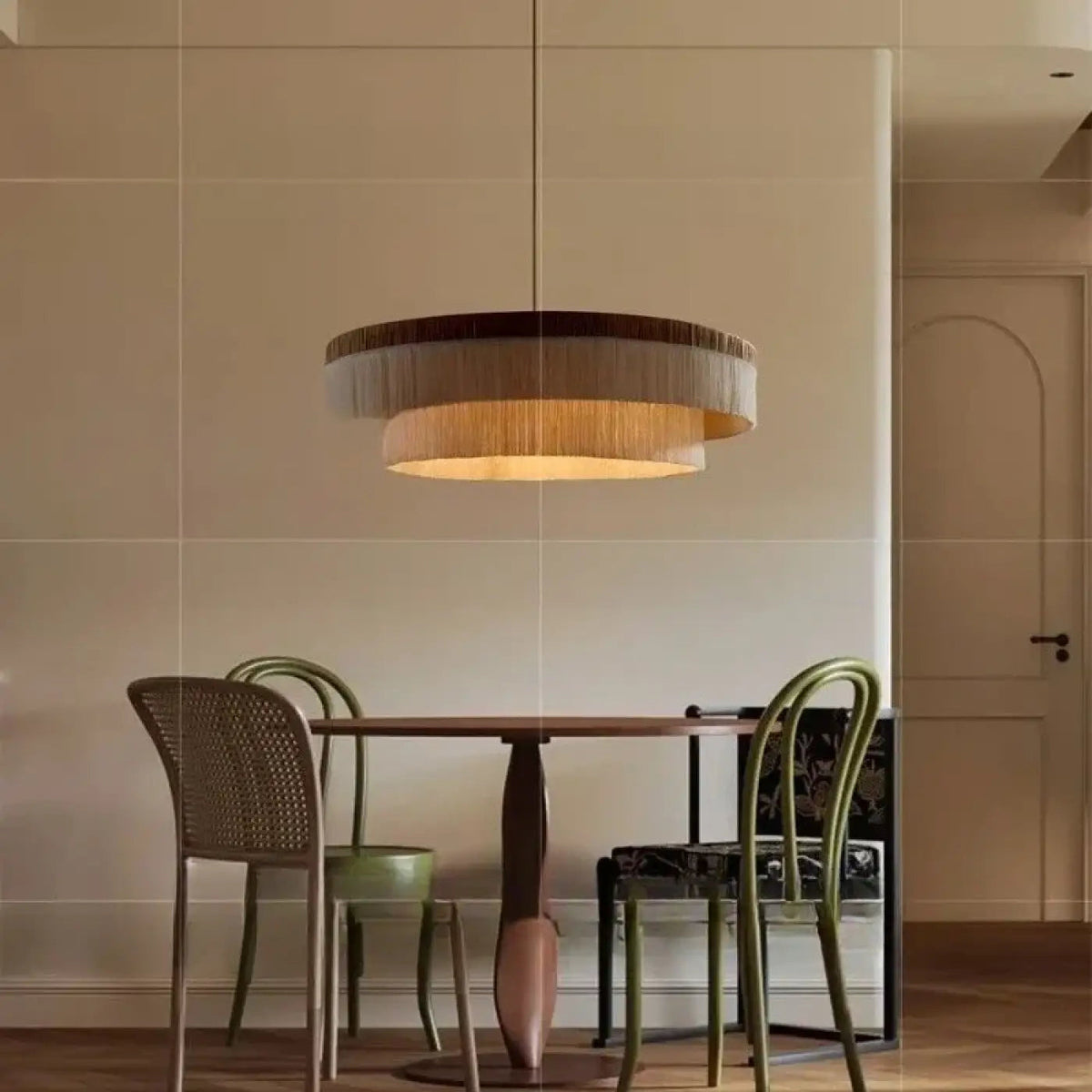 Suspension LED en bois pour la salle à manger, tailles S et M