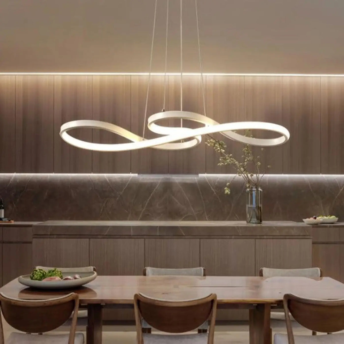 Suspension LED moderne pour salon et chambre, noir, blanc ou doré