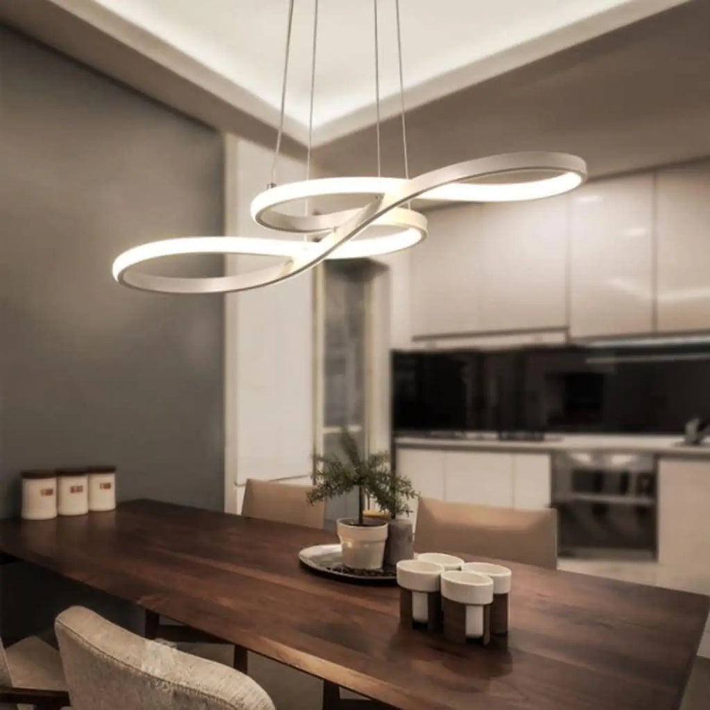 Suspension LED moderne pour salon et chambre, noir, blanc ou doré