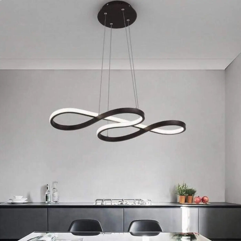 Suspension LED moderne pour salon et chambre, noir, blanc ou doré, noir