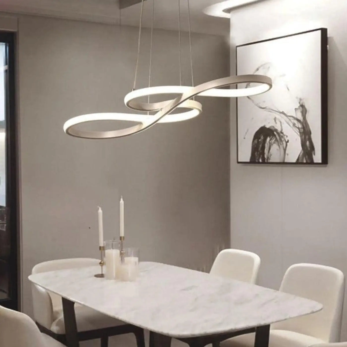 Suspension LED moderne pour salon et chambre, noir, blanc ou doré