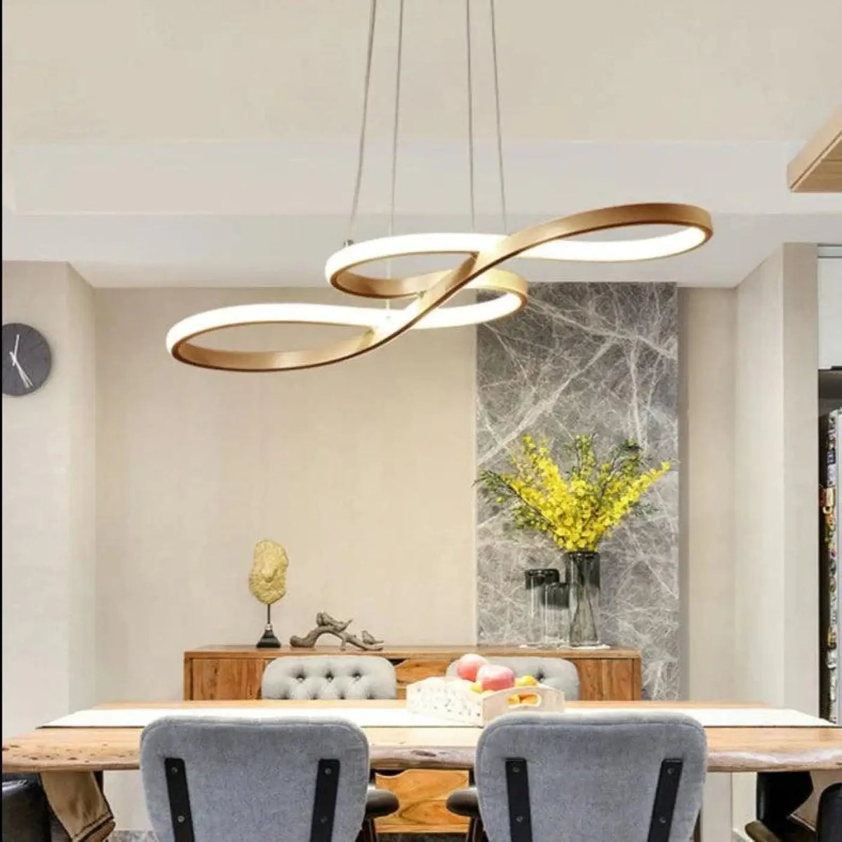 Suspension LED moderne pour salon et chambre, noir, blanc ou doré