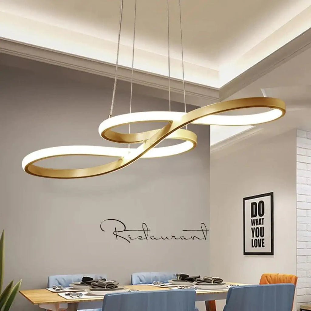 Suspension LED moderne pour salon et chambre, noir, blanc ou doré