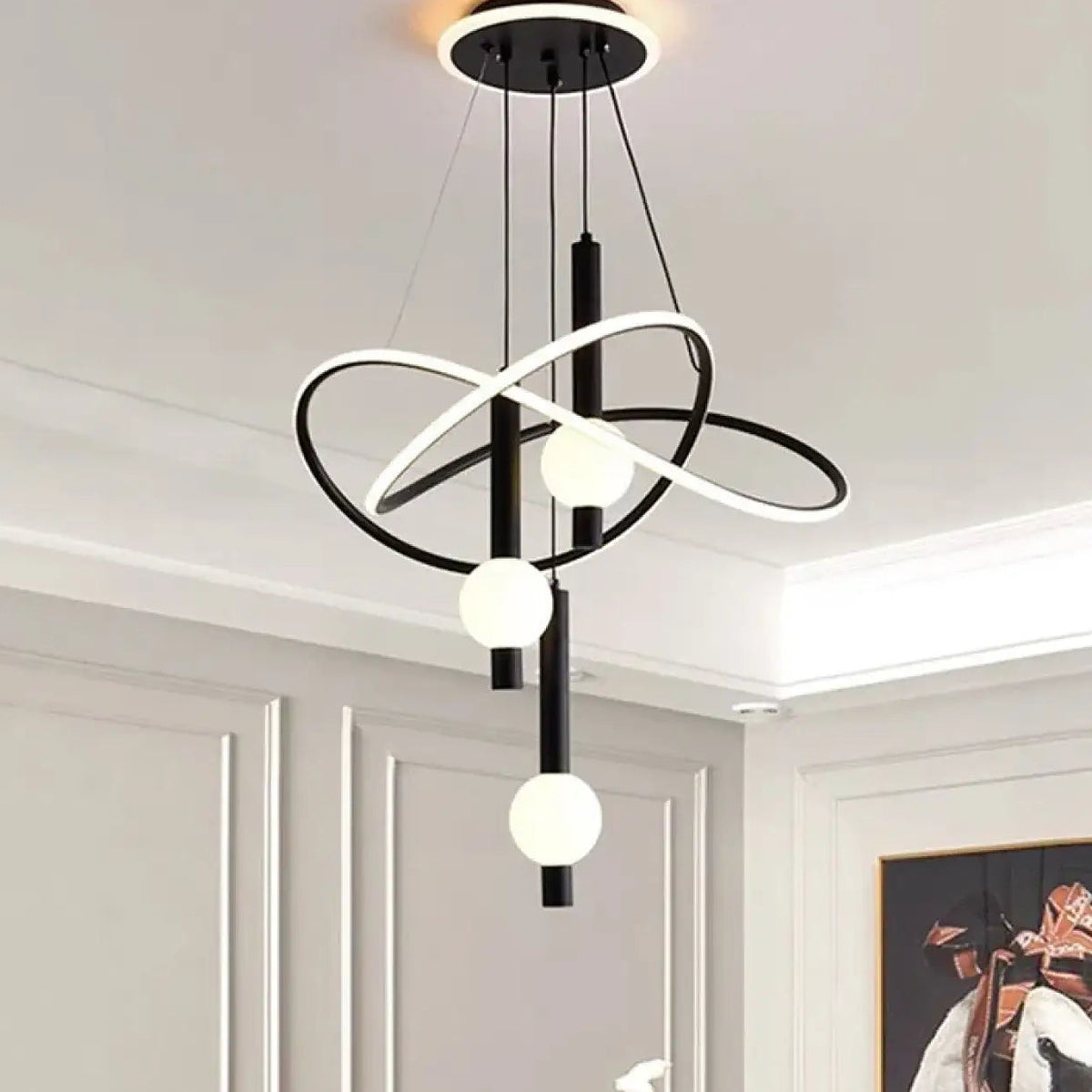 Suspension LED pour table à manger, doré, noir ou blanc, noir