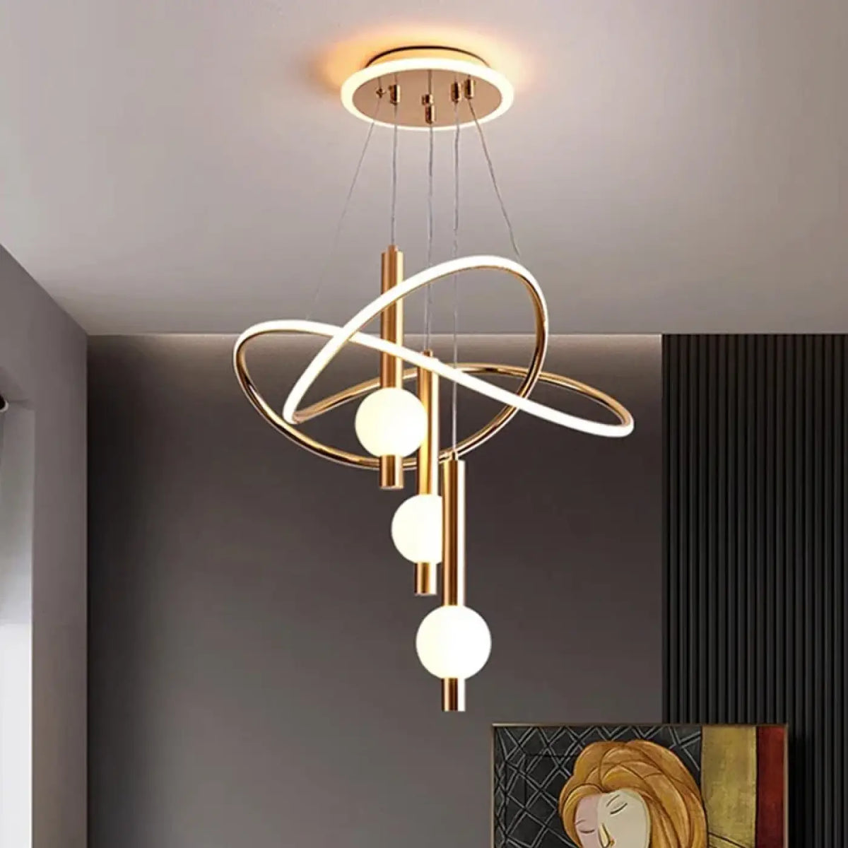 Suspension LED pour table à manger, doré, noir ou blanc, doré
