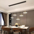 Suspension LED en verre sur support noir, de 6 à 11 ampoules
