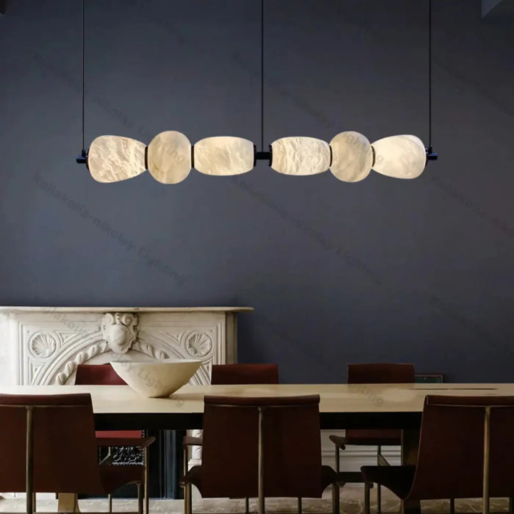 Suspension linéaire en verre opalin, quatre choix de lumière