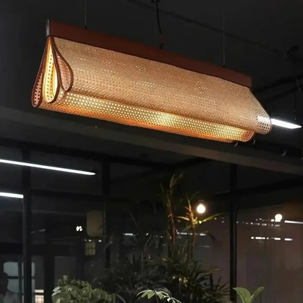 Suspension linéaire en rotin tressé, tailles S et M