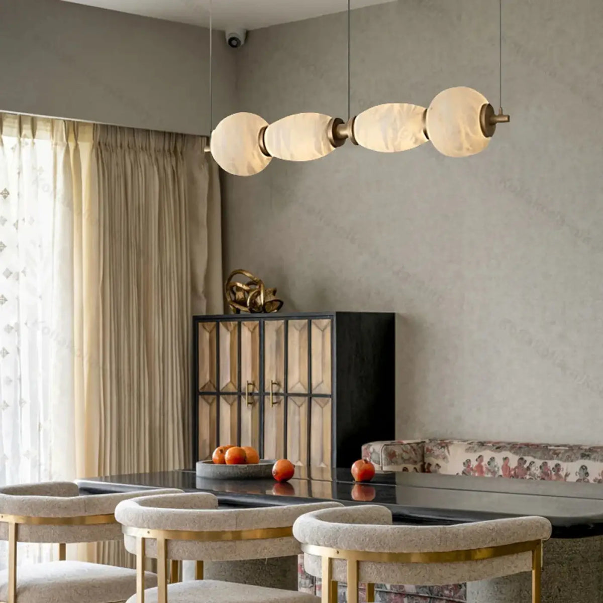 Suspension linéaire en verre opalin, quatre choix de lumière