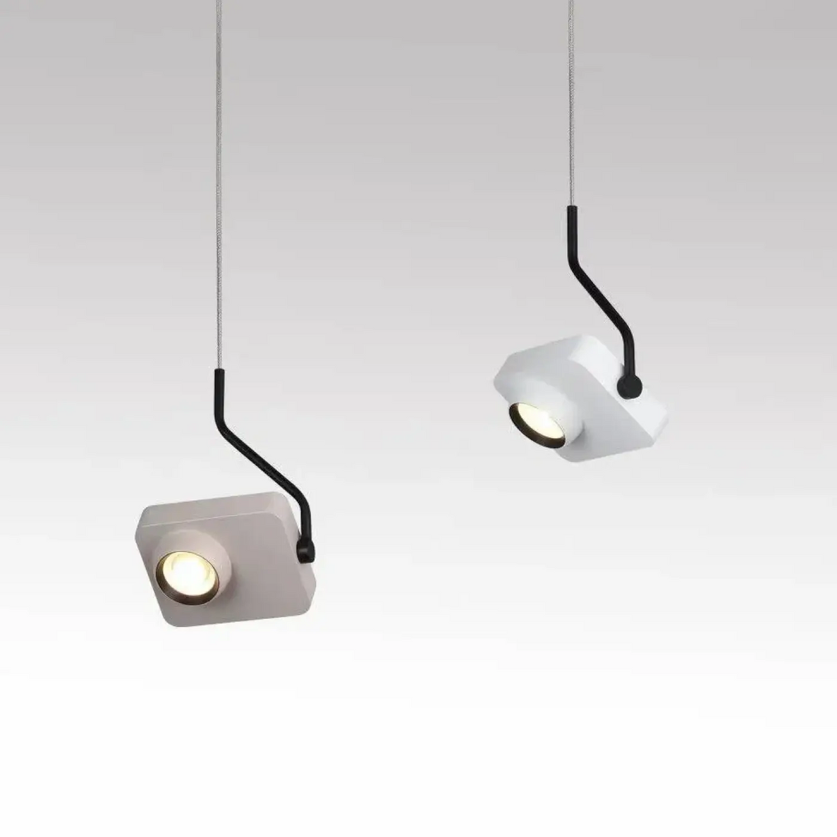 Suspension minimaliste à lumière ciblée, blanche ou noire