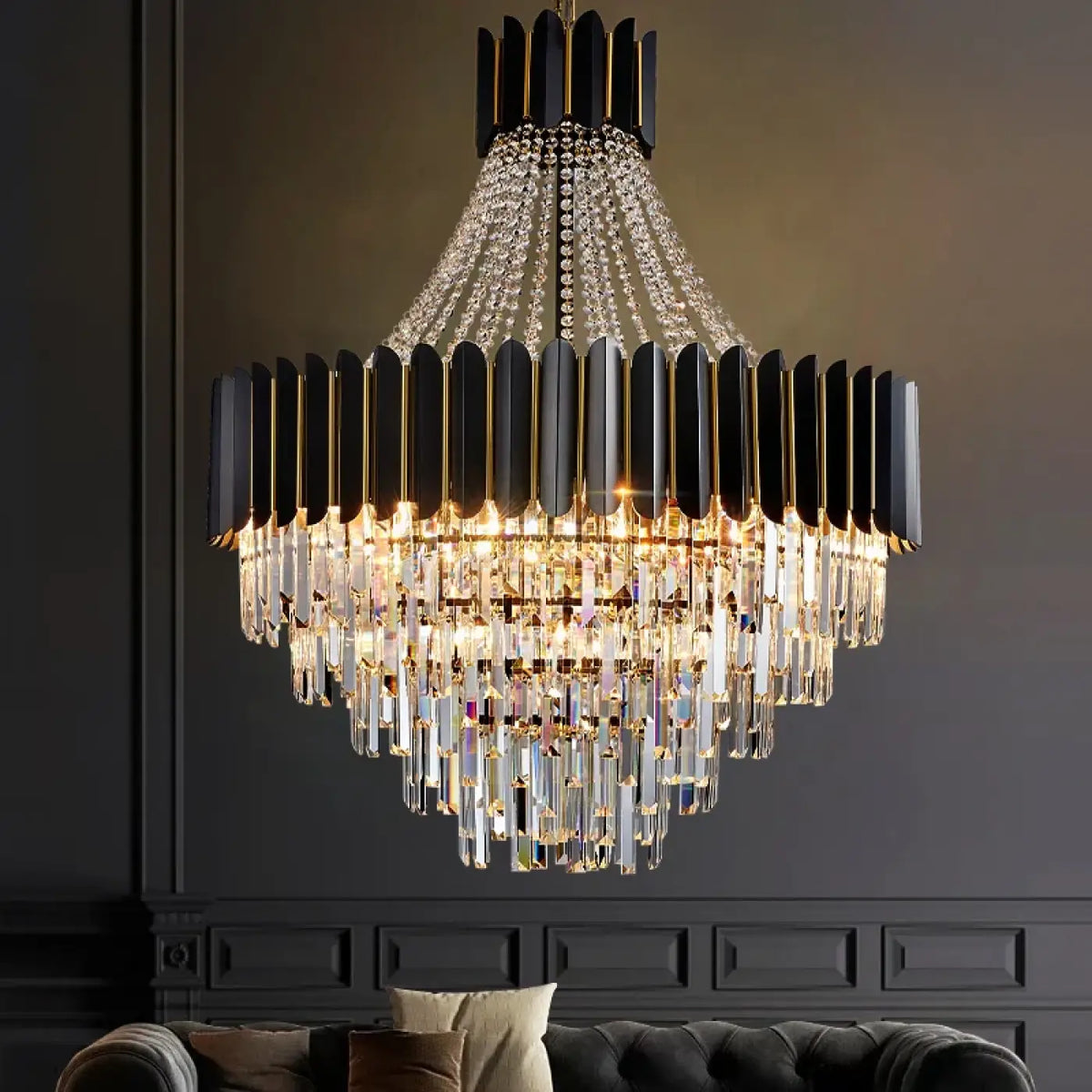 Suspension à cristaux pour salon, cinq tailles de S à XXL