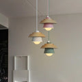 Suspension macaron en bois et aluminium, cinq coloris, blanc