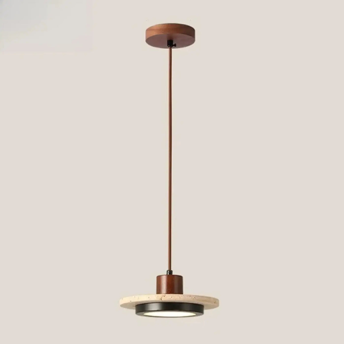 Suspension épurée en marbre veiné et bois naturel