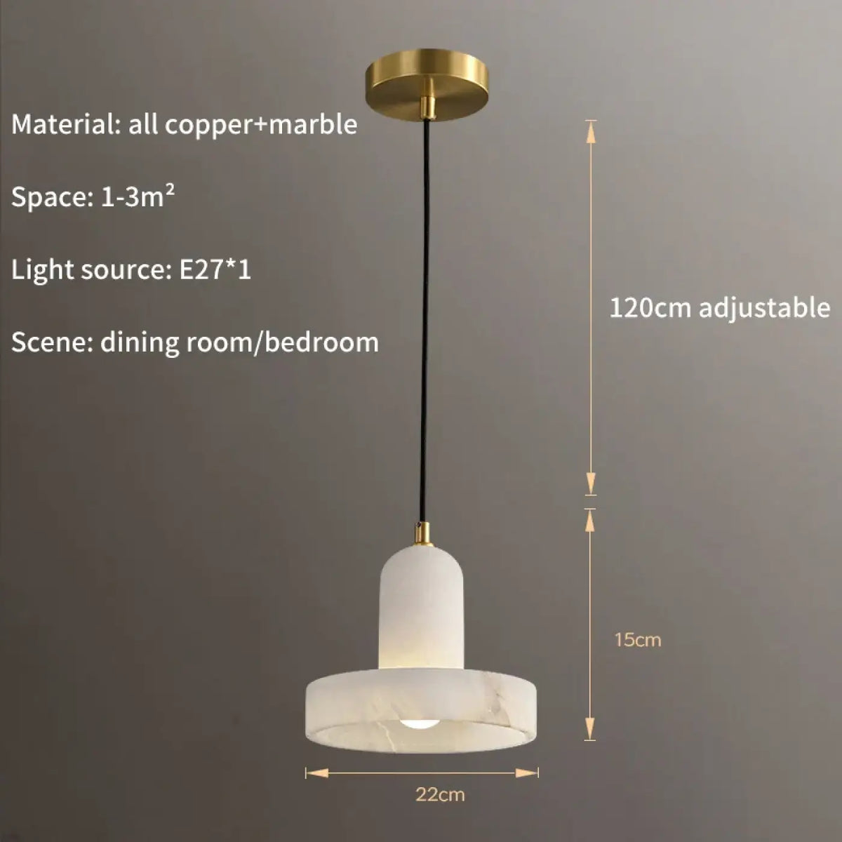 Suspension en marbre et finition dorée, tailles S et M