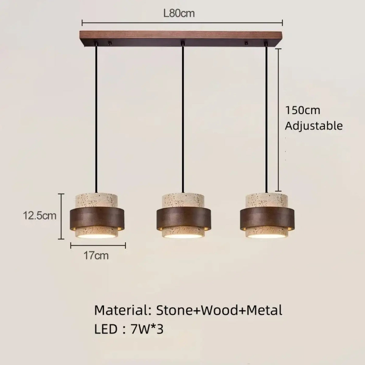 Suspension en marbre et bois marron, tailles S à XL