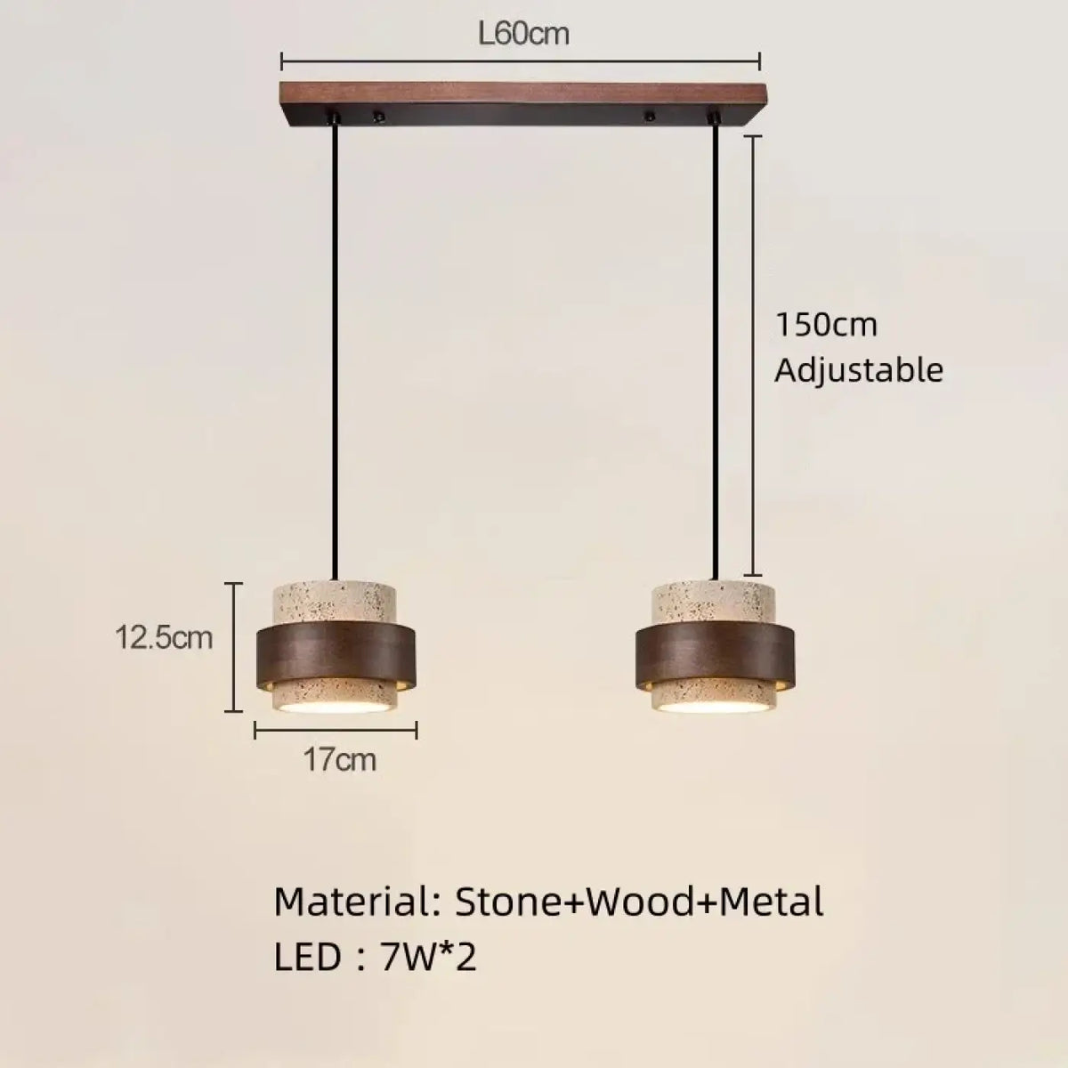 Suspension en marbre et bois marron, tailles S à XL