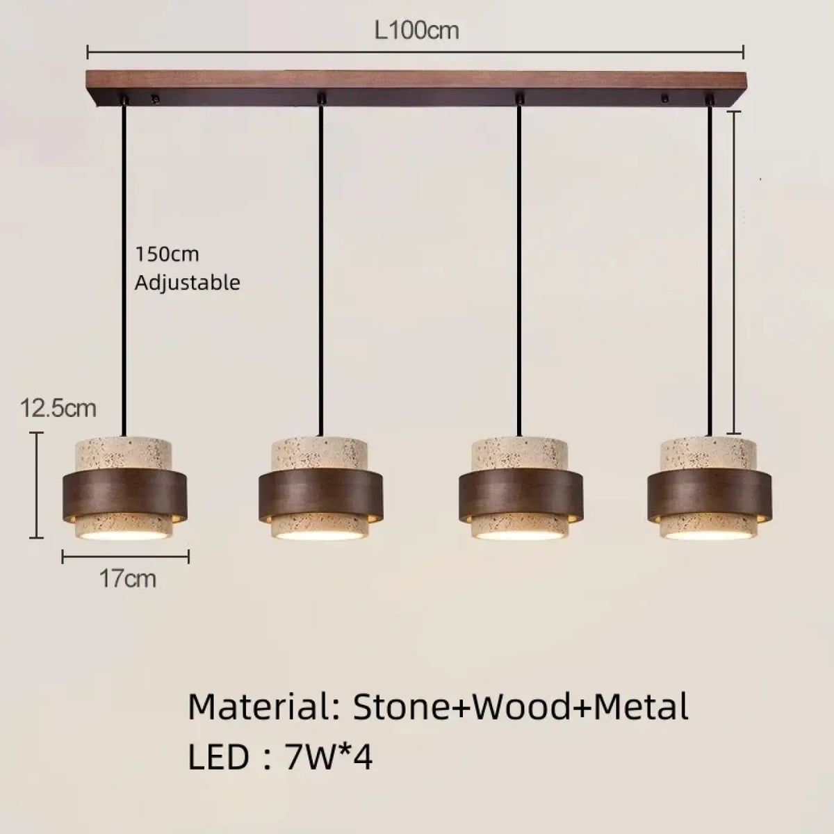 Suspension en marbre et bois marron, tailles S à XL