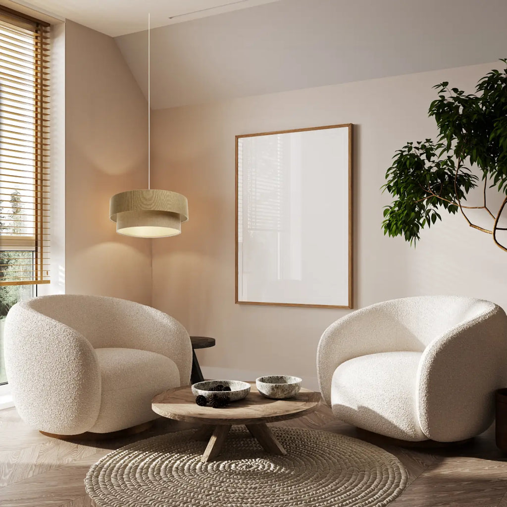 Suspension luminaire marron, beige et écru, tailles S, M, L