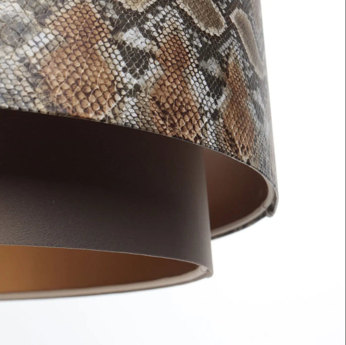 Suspension double cylindre marron à motif animalier, intérieur doré