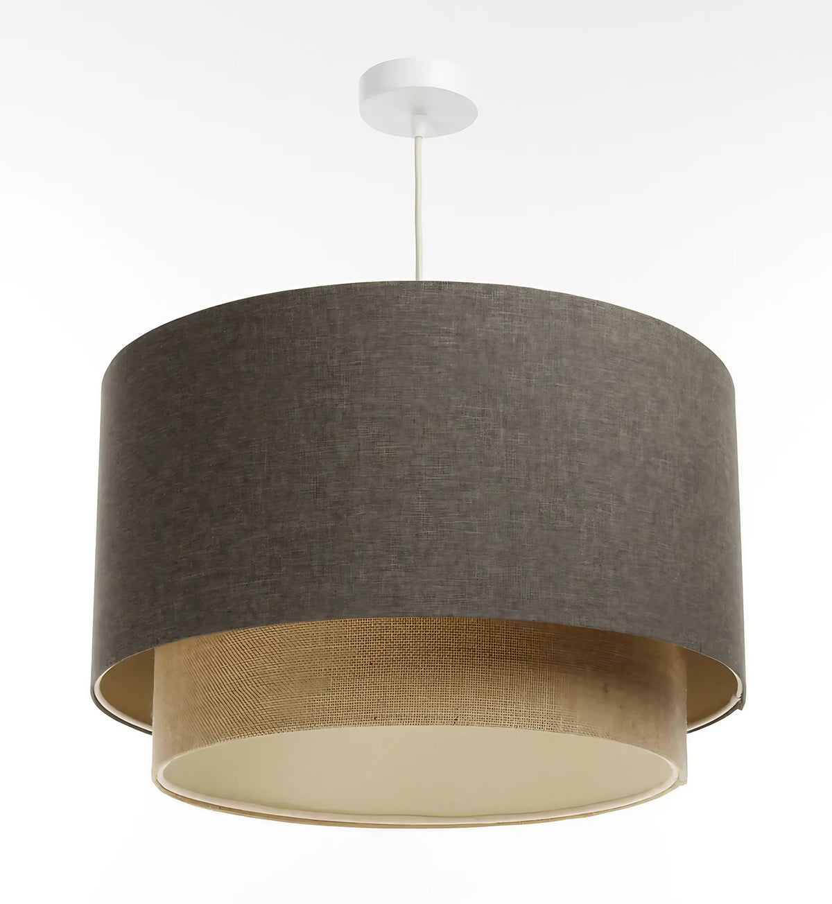 Suspension en tissu marron gris, beige et écru, tailles S, M, L