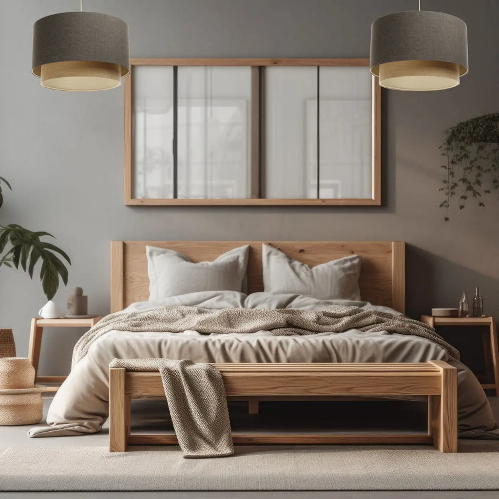 Suspension en tissu marron gris, beige et écru, tailles S, M, L