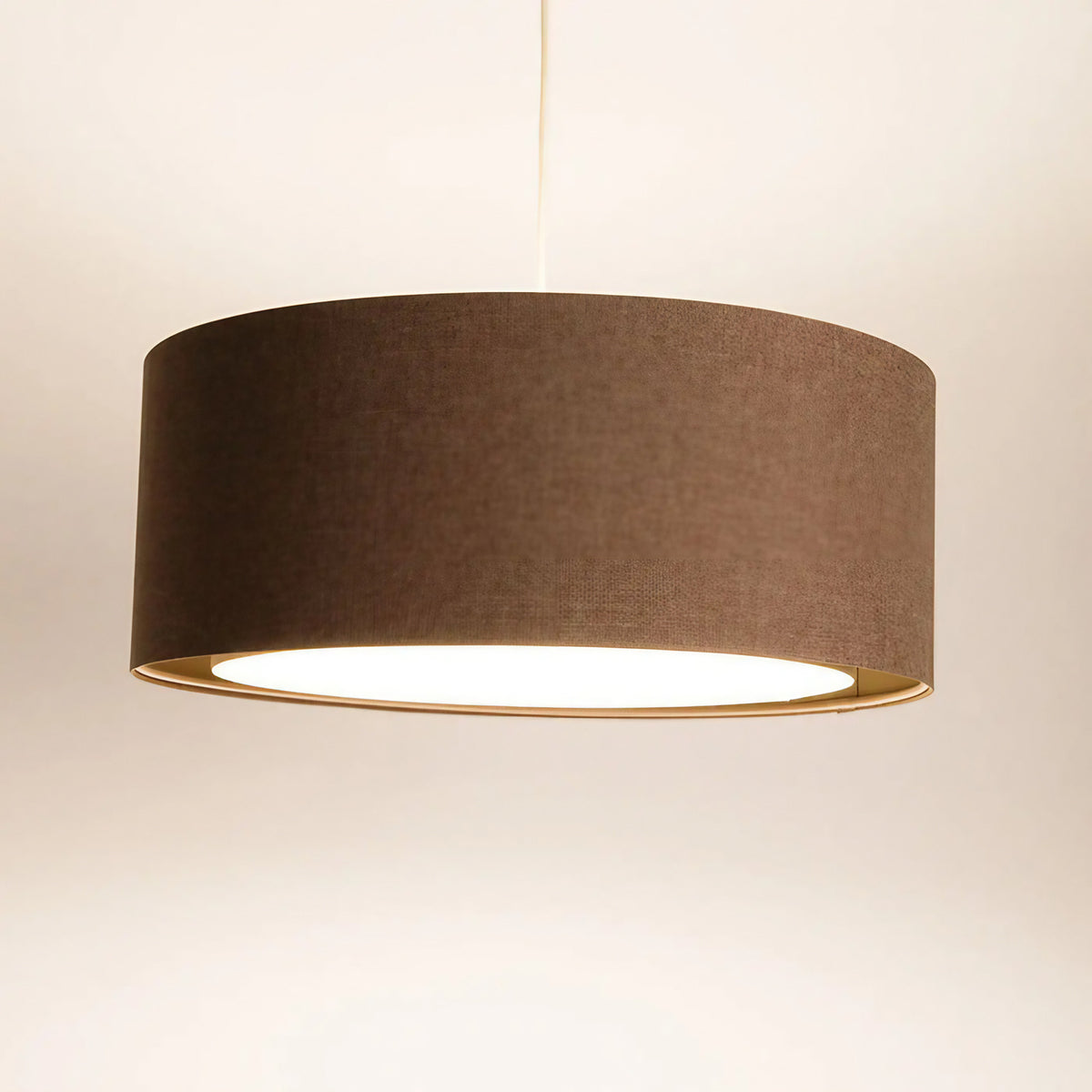 Suspension cylindrique en tissu marron sable et écru, S, M, L