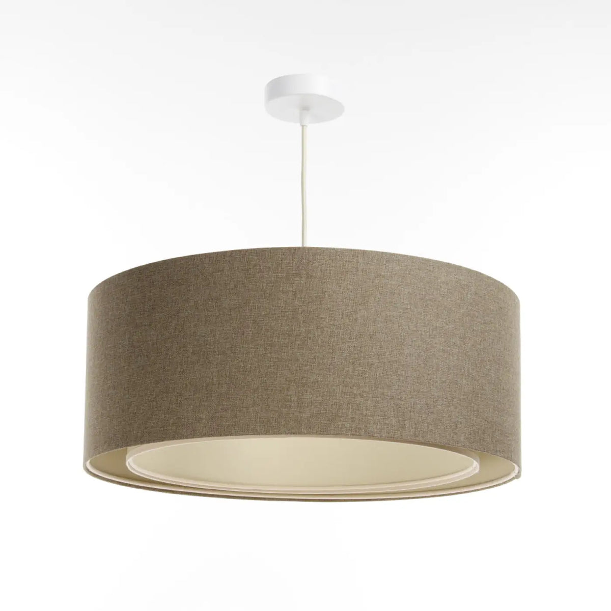 Suspension cylindrique en tissu marron sable et écru, S, M, L