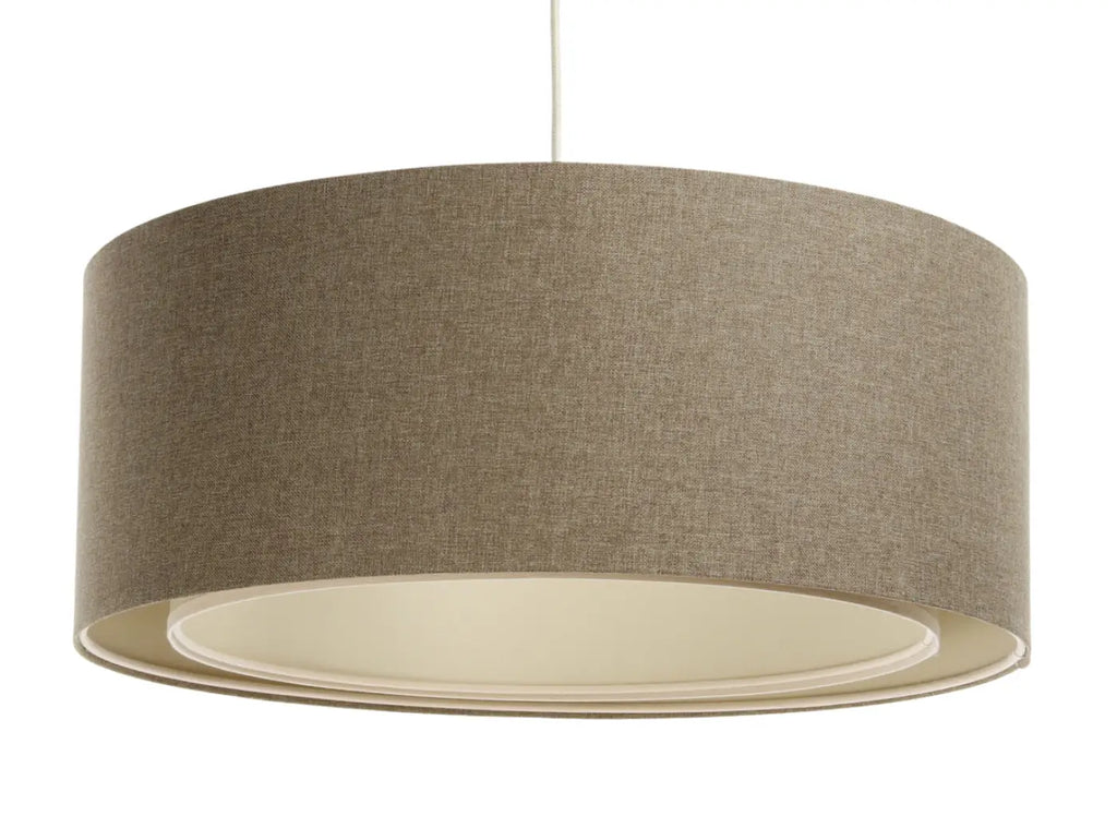 Suspension cylindrique en tissu marron sable et écru, S, M, L