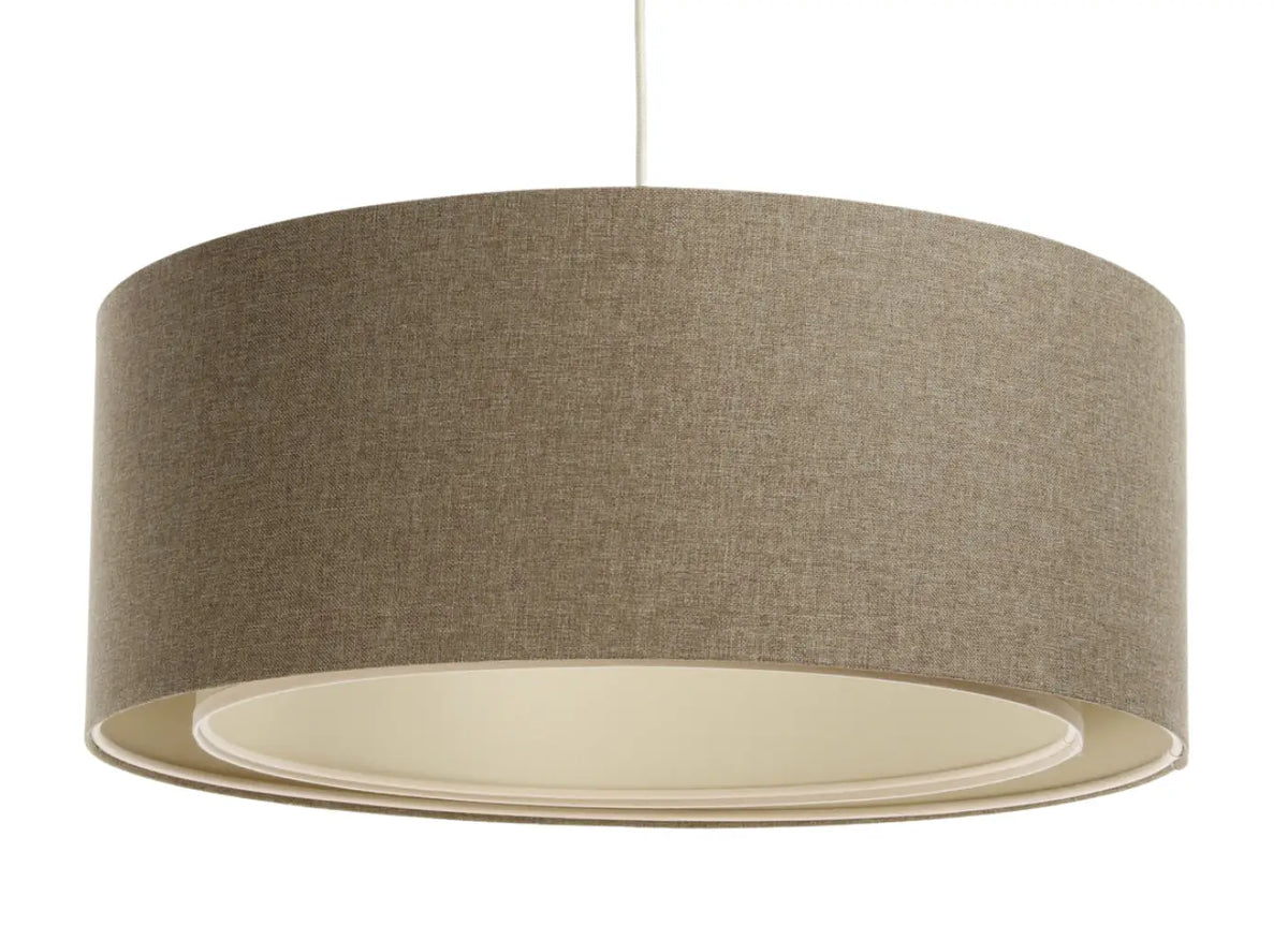 Suspension cylindrique en tissu marron sable et écru, S, M, L