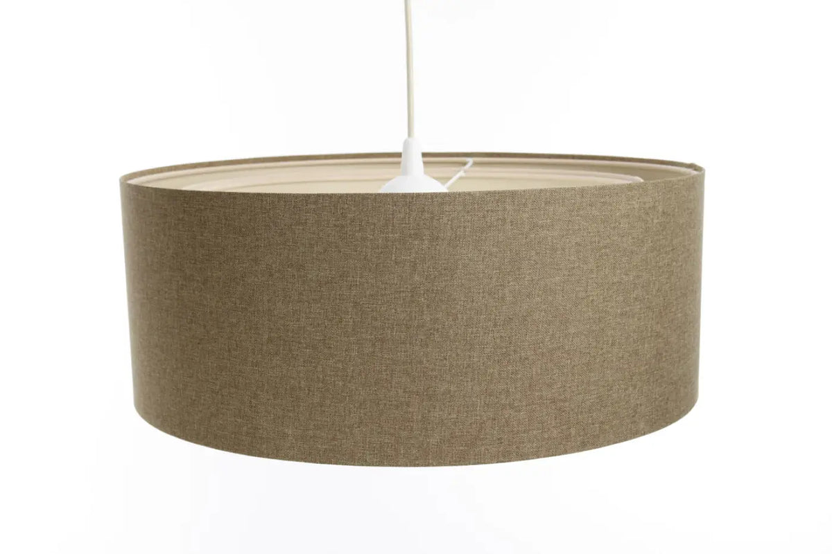 Suspension cylindrique en tissu marron sable et écru, S, M, L