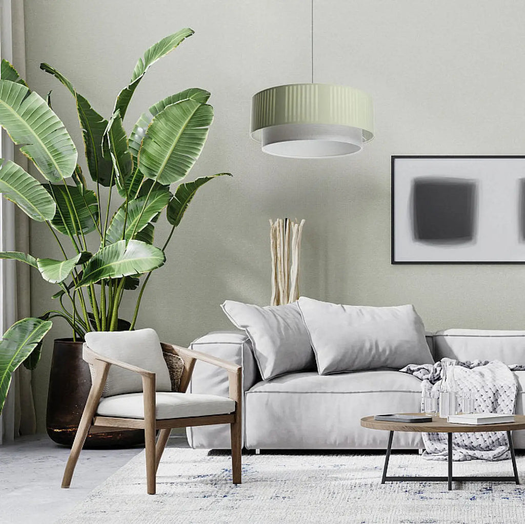Suspension en tissu menthe et gris, trois tailles S, M et L