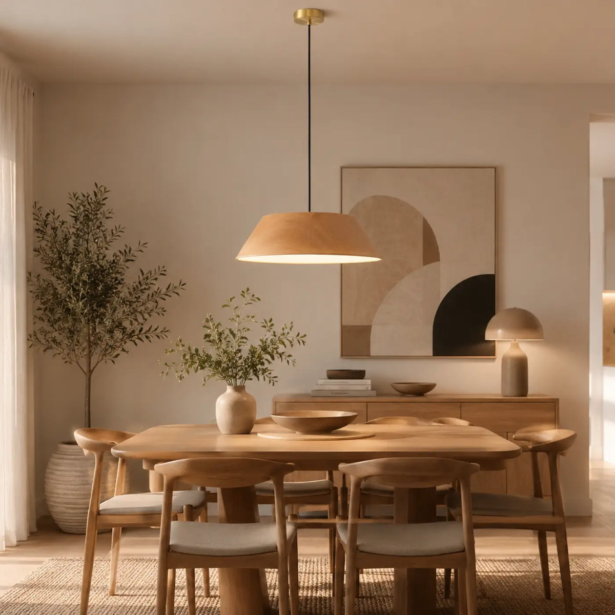 Suspension en métal contemporaine, marron ou beige