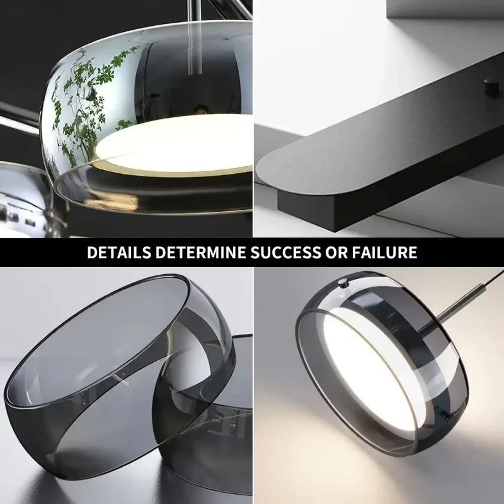 Suspension minimaliste en verre fumé, une ou trois lampes