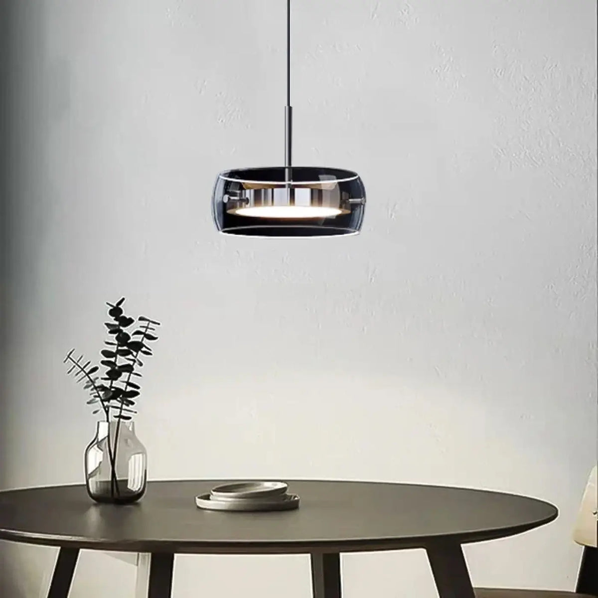 Suspension minimaliste en verre fumé, une ou trois lampes
