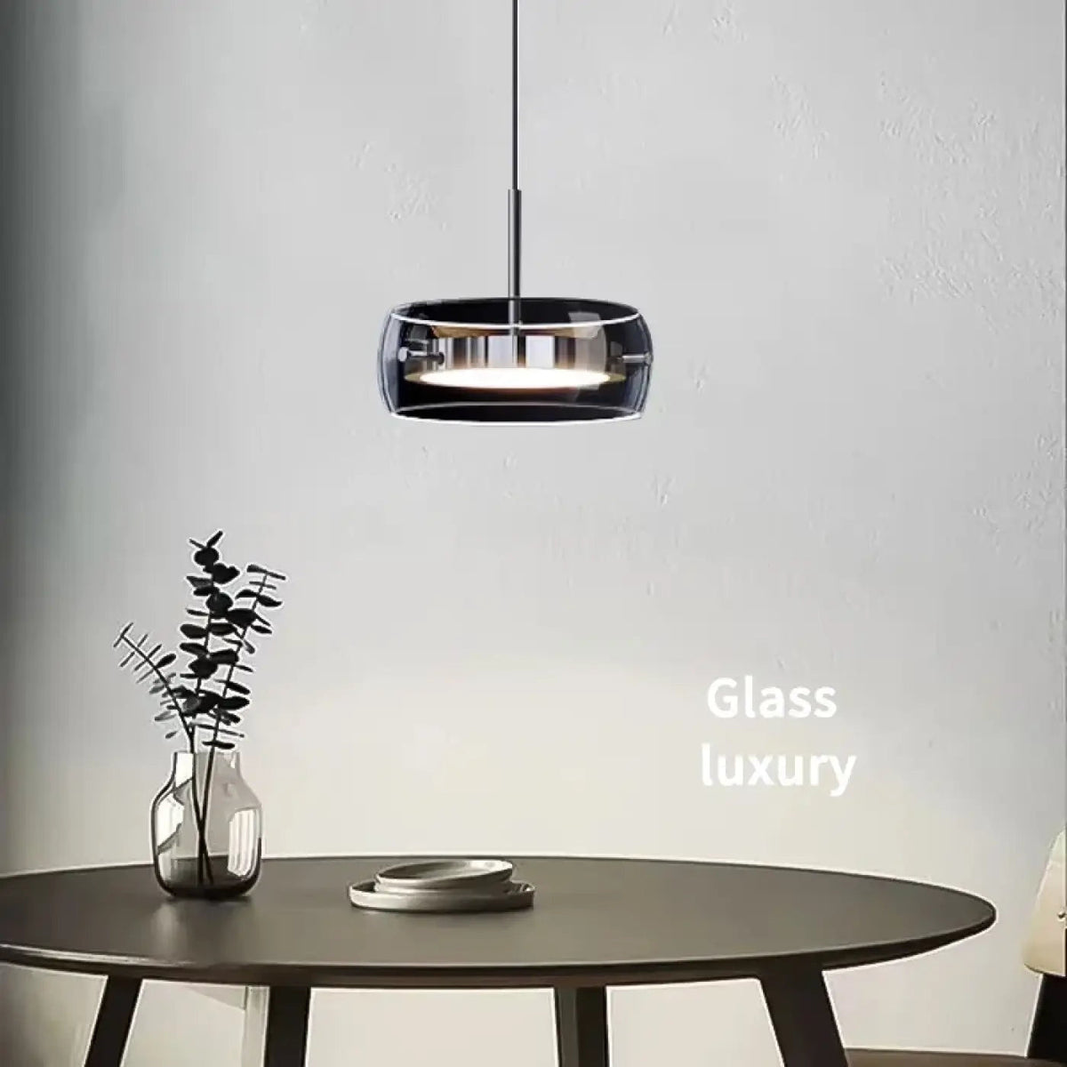 Suspension minimaliste en verre fumé, une ou trois lampes