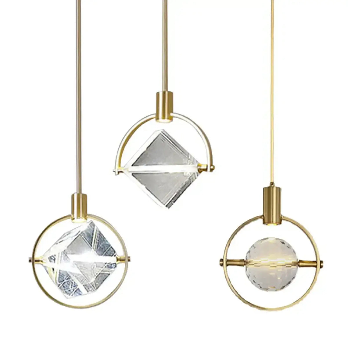 Suspension dorée minimaliste ornée de pierre, quatre modèles