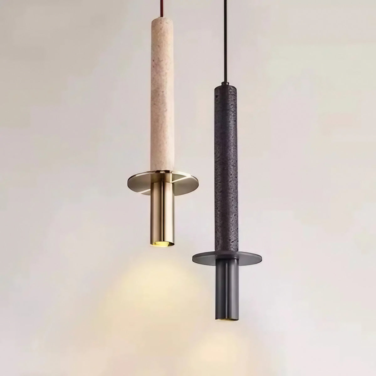 Suspension minimaliste en pierre naturelle, beige ou noire