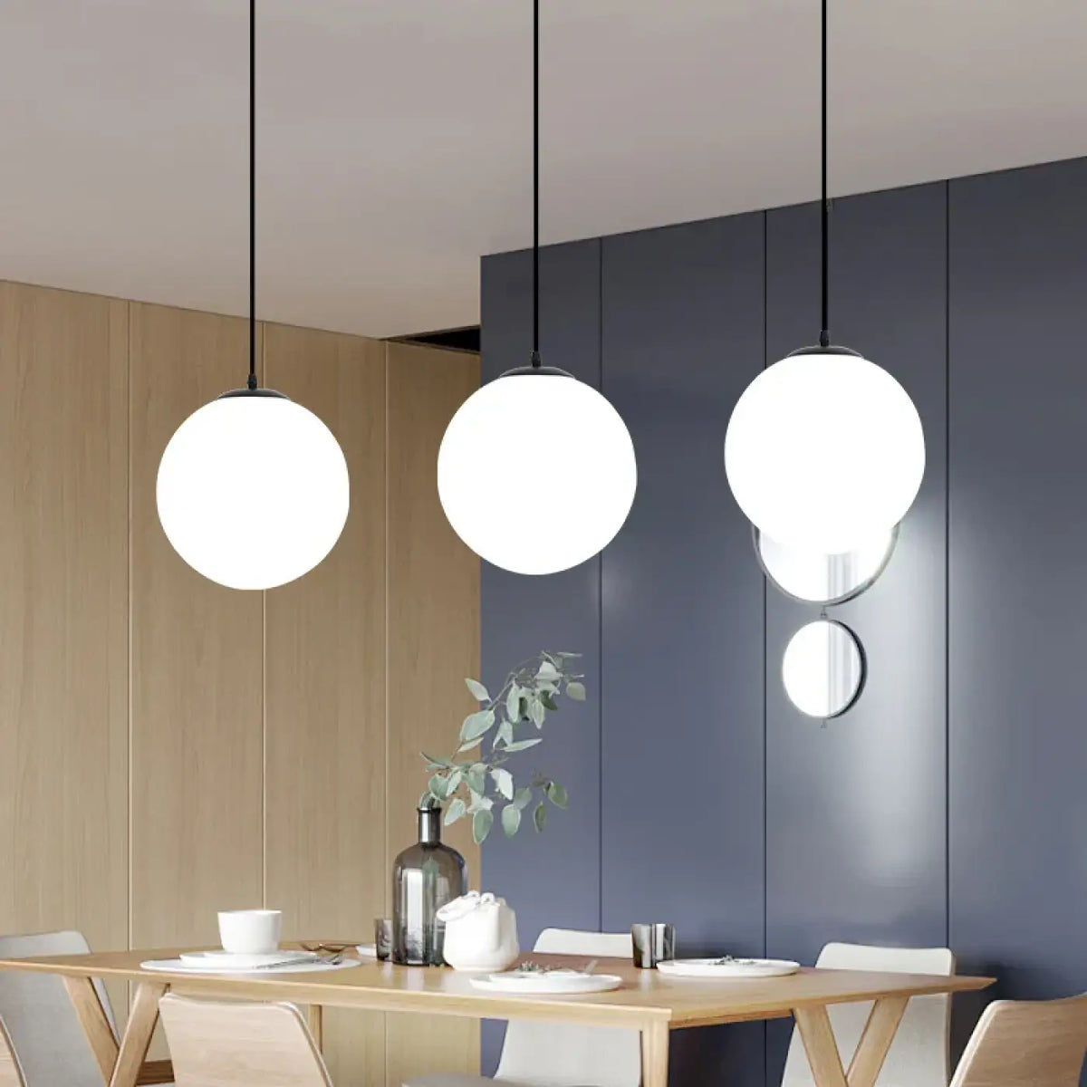 Suspension grosse boule blanche, coloris doré ou noir