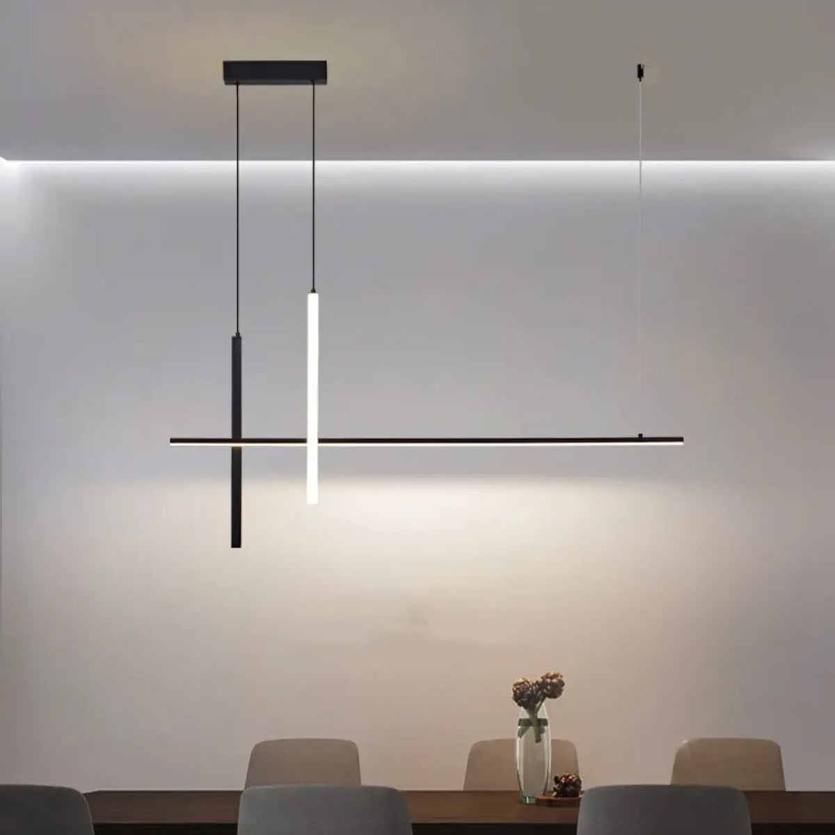 Suspension LED minimaliste pour cuisine, noir ou blanc, noir