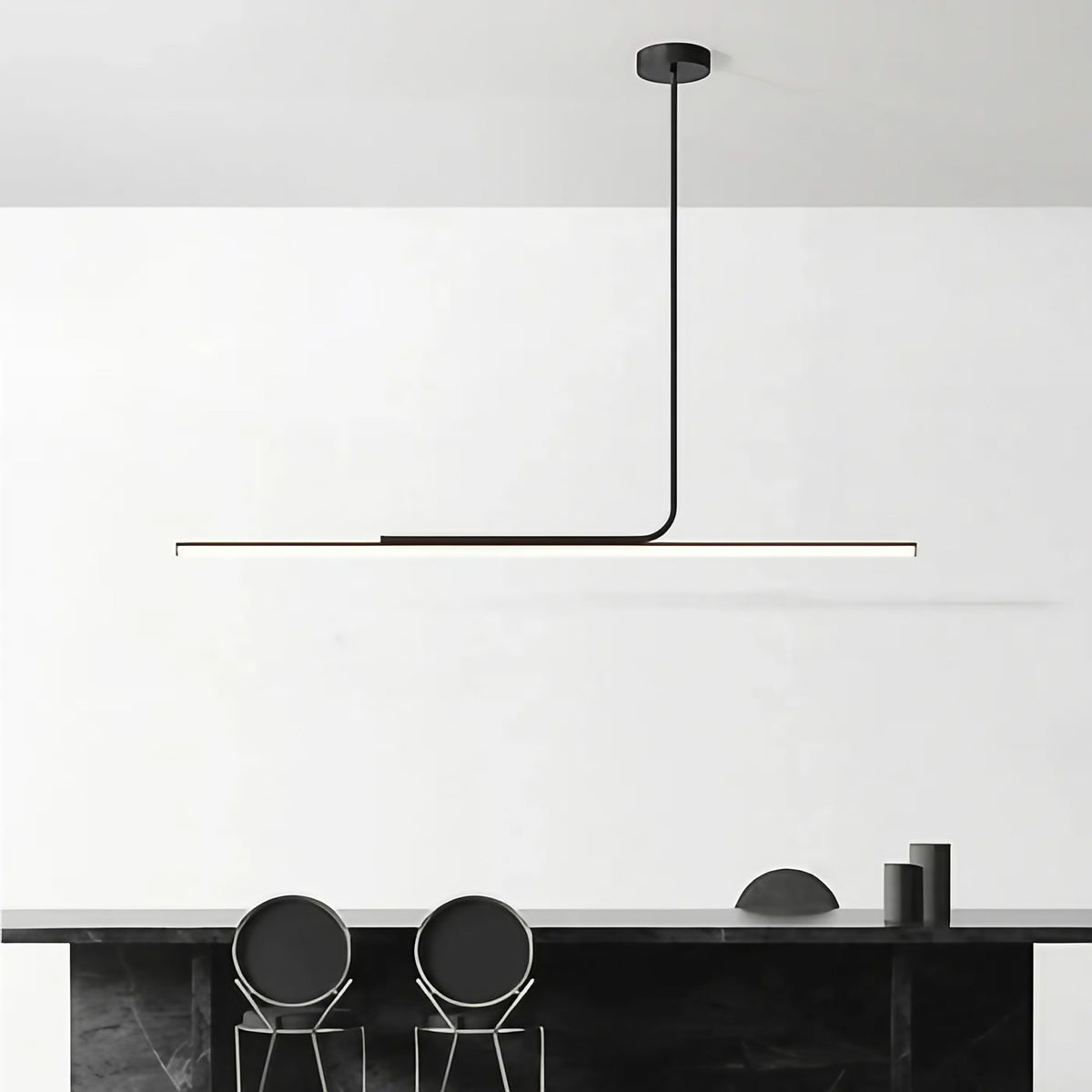 Suspension LED noire minimaliste pour salle à manger, tailles S et L