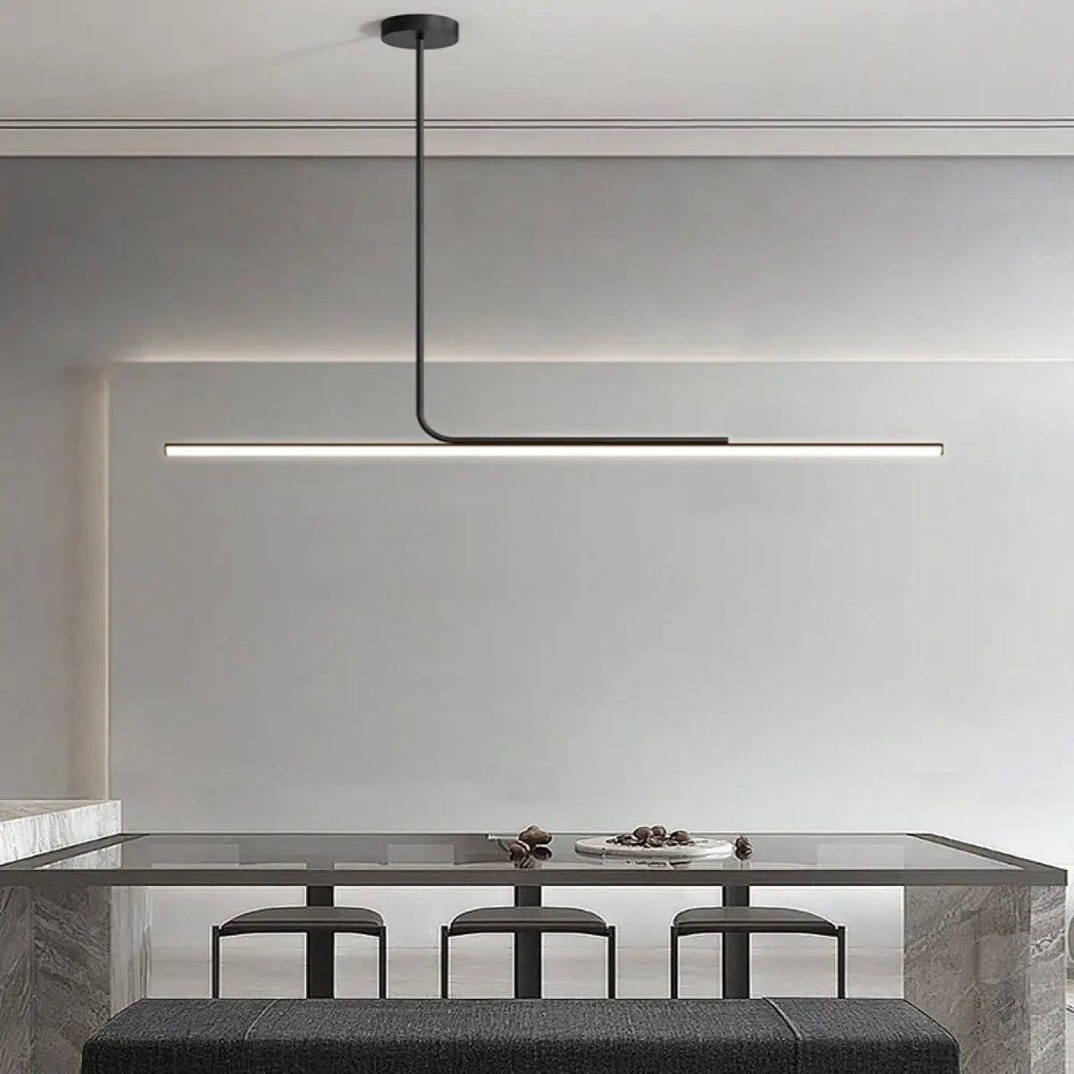 Suspension LED noire minimaliste pour salle à manger, tailles S et L