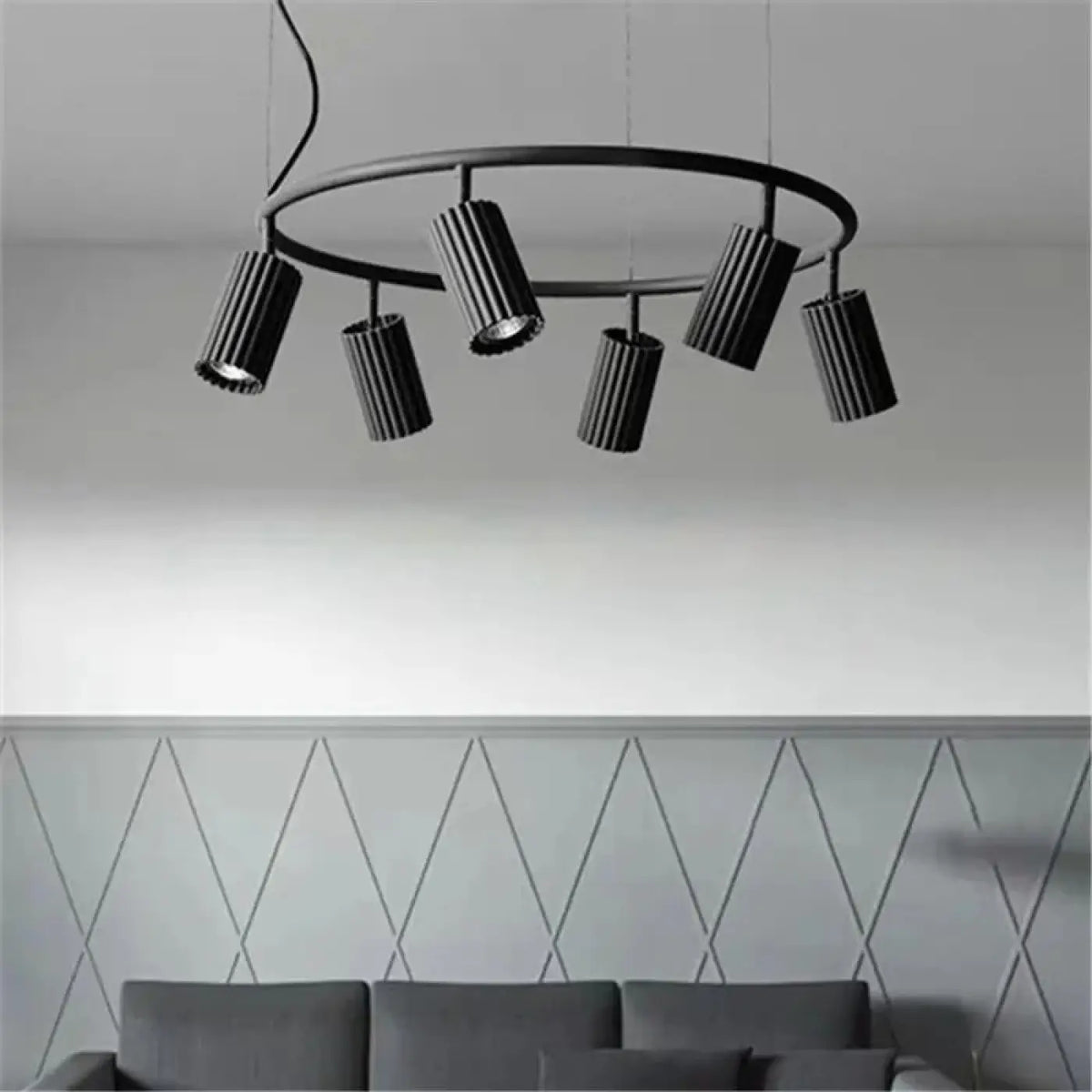 Suspension anneau en métal à cylindres texturés, noir ou blanc, noir