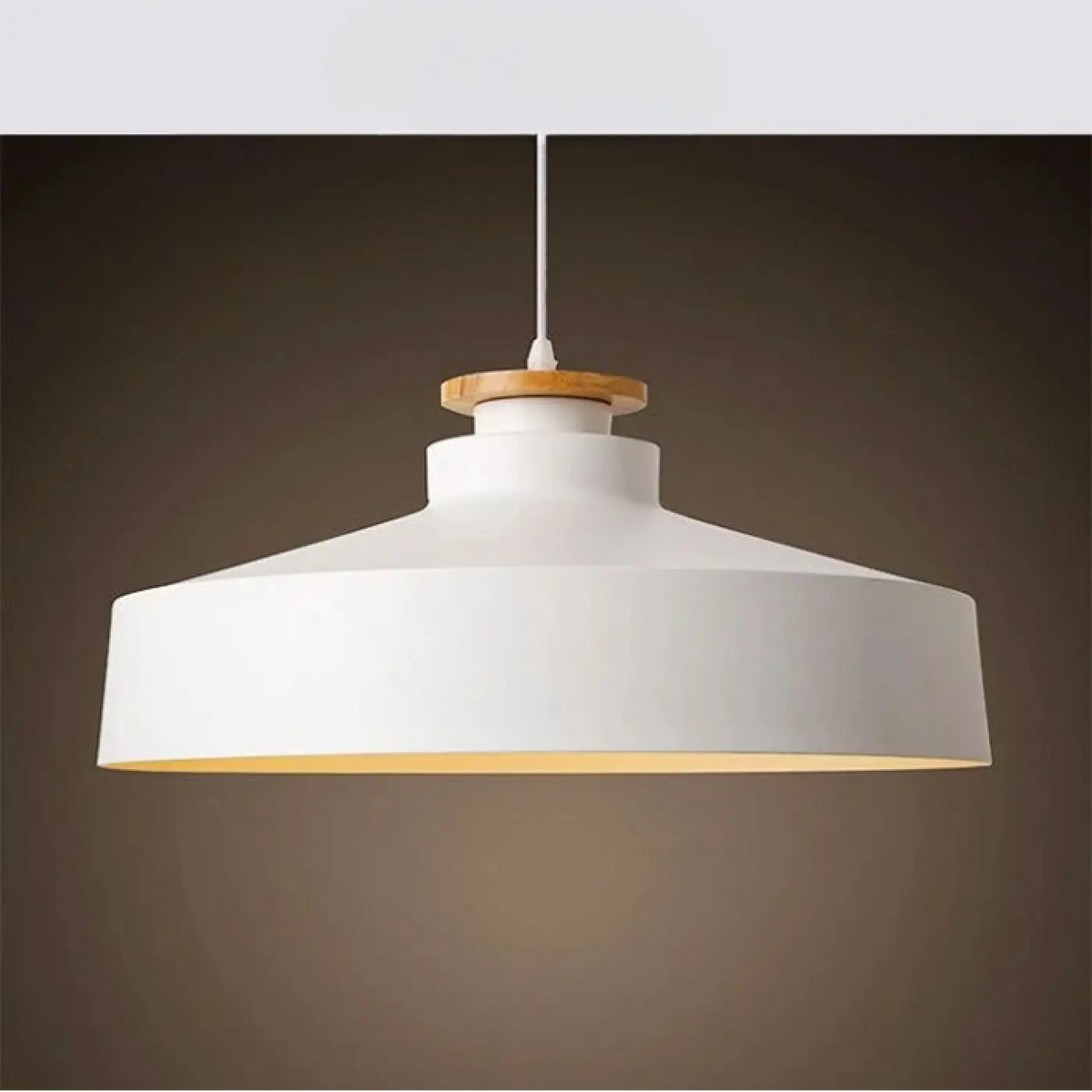 Suspension minimaliste en métal et bois clair, noir ou blanc, blanc