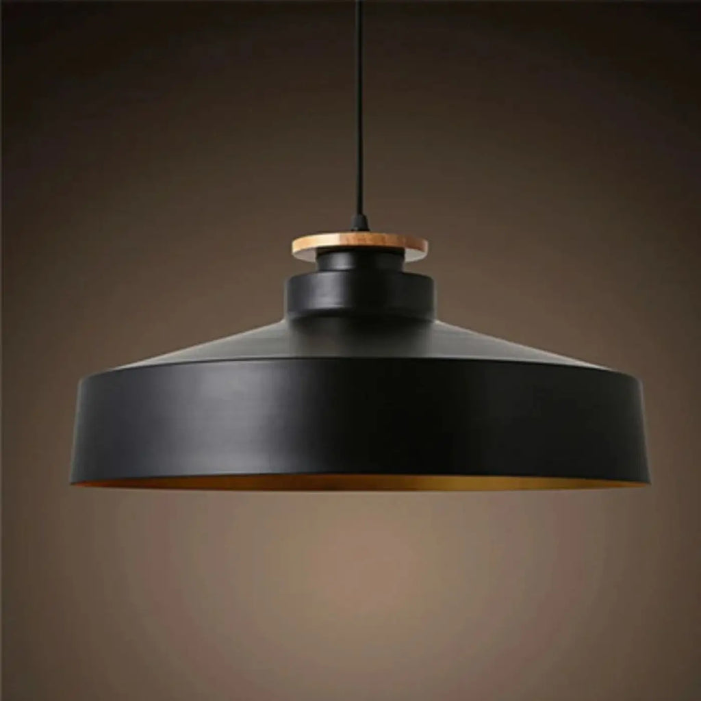 Suspension minimaliste en métal et bois clair, noir ou blanc, noir