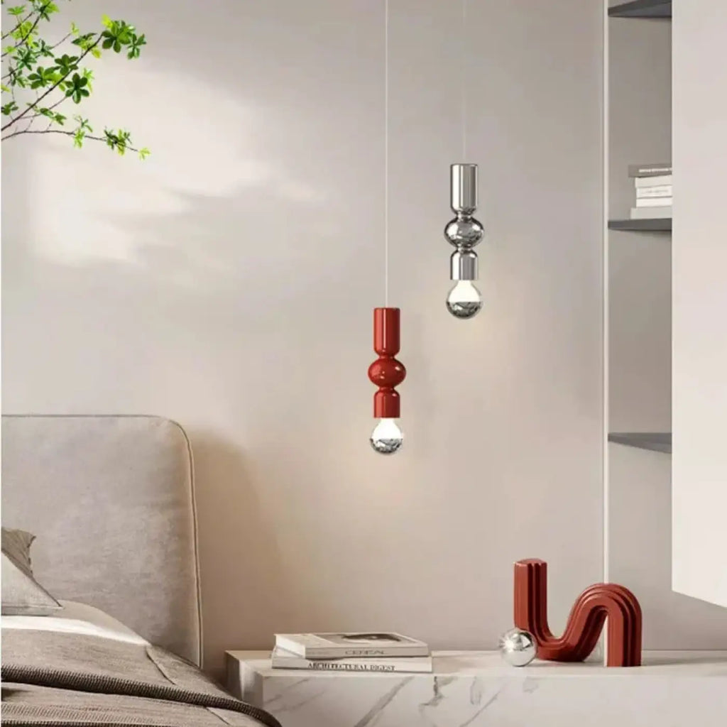 Suspension minimaliste en métal et verre, rouge, vert ou argenté