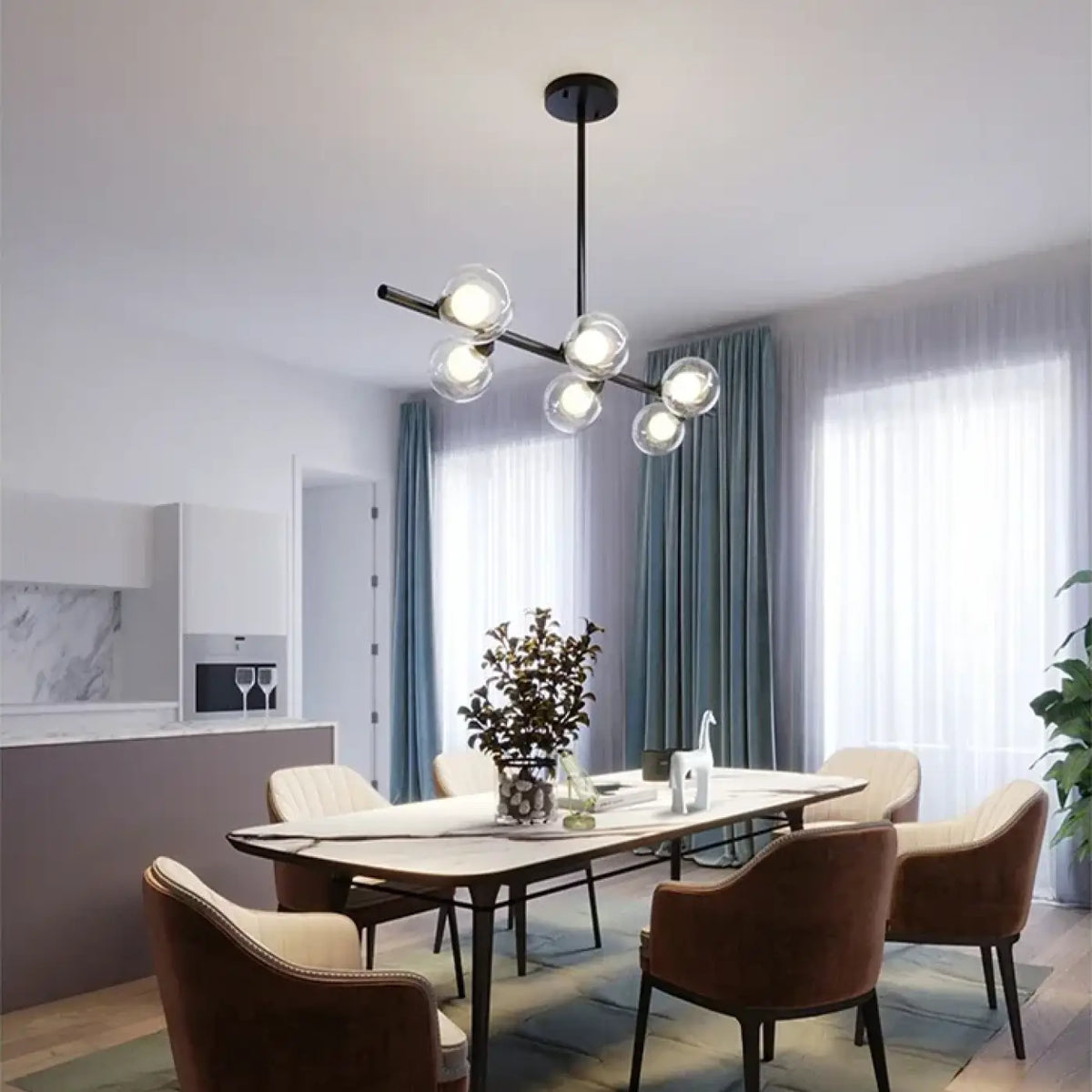 Suspension minimaliste noire en verre opalin ou transparent
